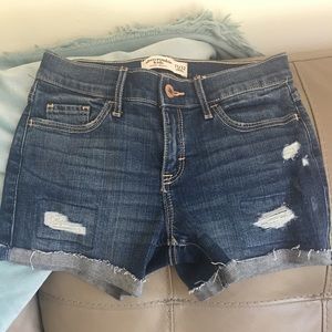 Distressed jean shorts